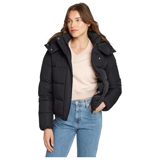 Calvin Klein donna piumino matte short puffer con cappuccio, nero (ck black), 3xl