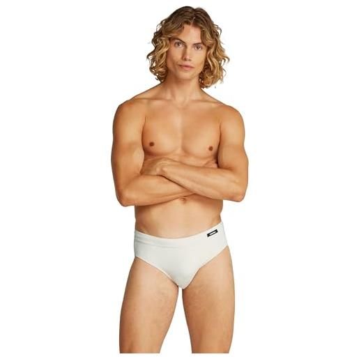 Calvin Klein uomo slip da bagno brief con etichetta con logo, bianco (chalk), l