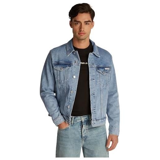Calvin Klein uomo giacca in jeans slim denim jacket taschini sul petto, blu (denim light), xs