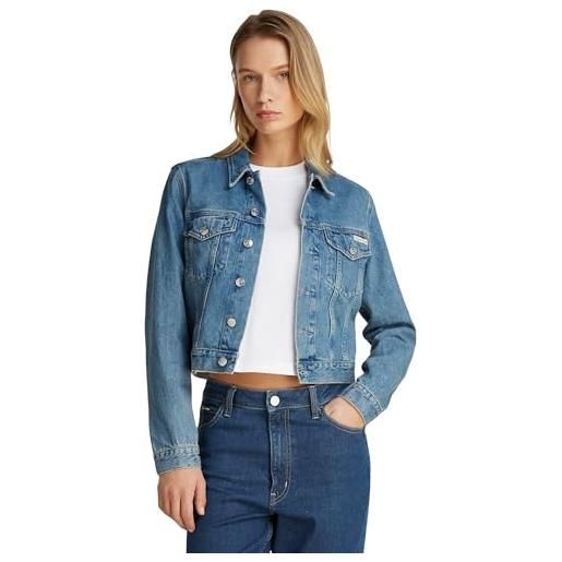 Calvin Klein donna giacca in jeans 90's denim jacket cropped fit, blu (denim medium), xl
