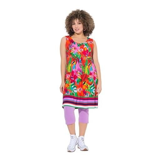 Ulla Popken abito dal taglio svasato e smanicato in jersey con stampa e scollo a girocollo rosa intenso 46+ 840425800-46+