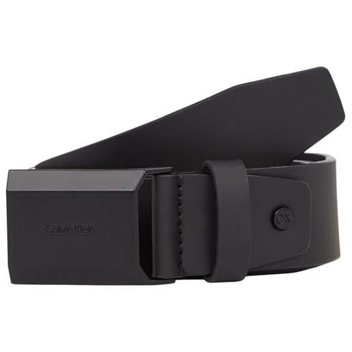 Calvin Klein uomo cintura beveled plaque con chiusura con placchetta, nero (ck black smooth), 110 cm
