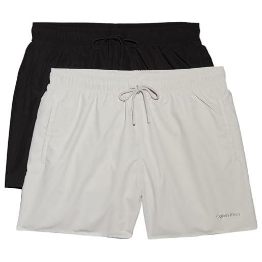 Calvin Klein uomo pantaloncini boxer confezione da 2 medium drawstring con coulisse, multicolore (pvh black/chalk), l