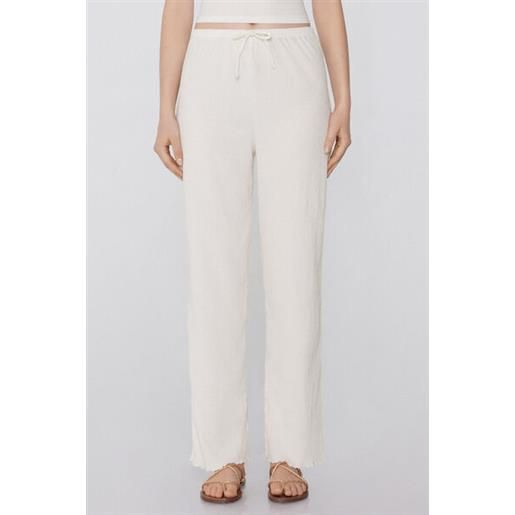 Tezenis pantapalazzo effetto crepe con coulisse donna bianco