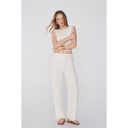 Tezenis pantapalazzo effetto crepe con coulisse donna bianco