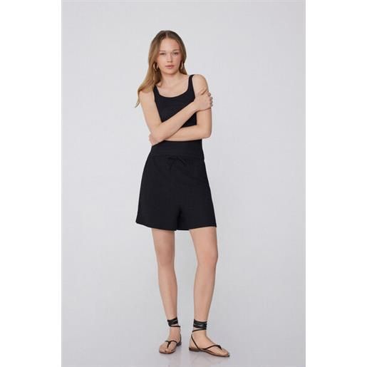 Tezenis shorts effetto crepe con coulisse donna nero