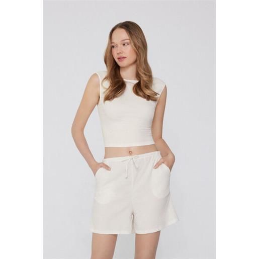 Tezenis shorts effetto crepe con coulisse donna bianco