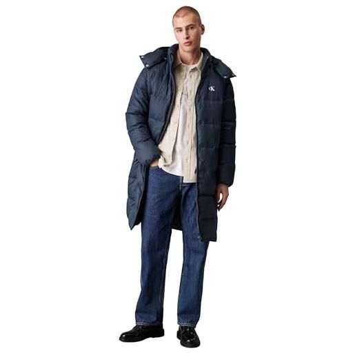 Calvin Klein uomo cappotto essentials down long parka impermeabile, blu (ink), m
