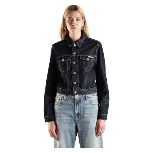 Calvin Klein donna giacca in jeans 90's denim jacket cropped fit, blu (denim rinse), xl
