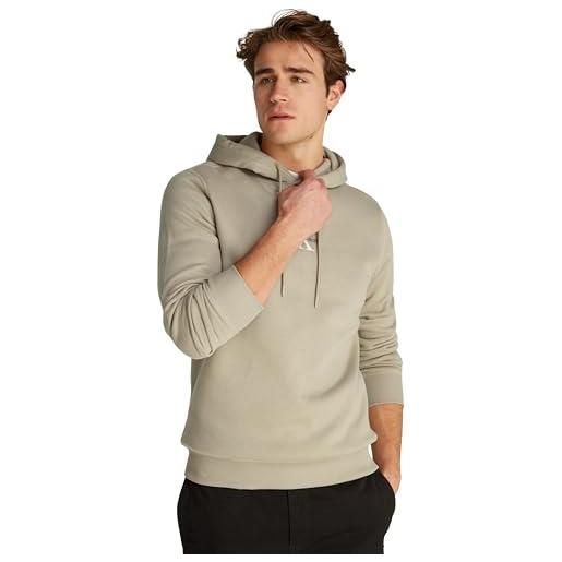 Calvin Klein monologo hoodie j30j325629, felpa con cappuccio, uomo, verde (leek green), s