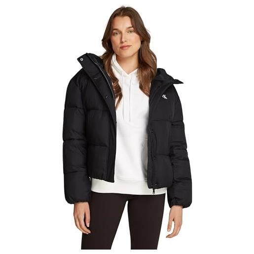 Calvin Klein donna piumino short hooded puffer con cappuccio, nero (ck black), xs