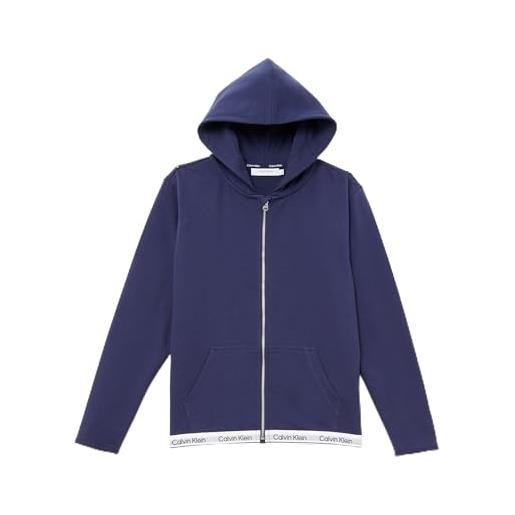 Calvin Klein jeans kids gender inclusive's ls zip up hoodie kk0kk00111, blue (peacoat), 12-14