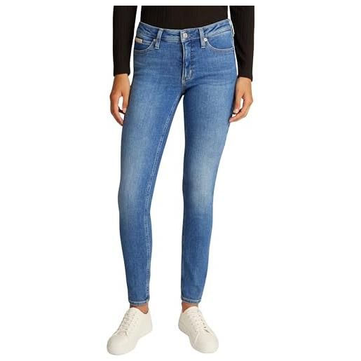 Calvin Klein donna jeans mid rise skinny fit, blu (denim medium), 30w/34l