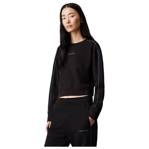 Calvin Klein donna felpa crew pullover cotone, nero (black), l