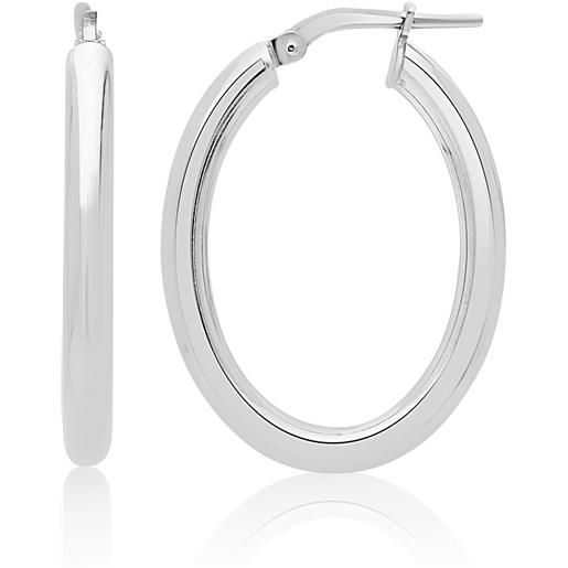 Orecchini A Cerchio Con Cristalli Scintillanti 3cm – Clip-on Argento, Placcati Oro Bianco
