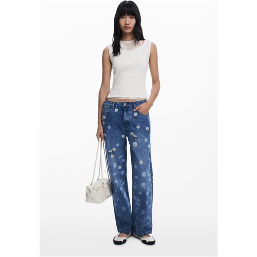Desigual jeans dritti con margherite