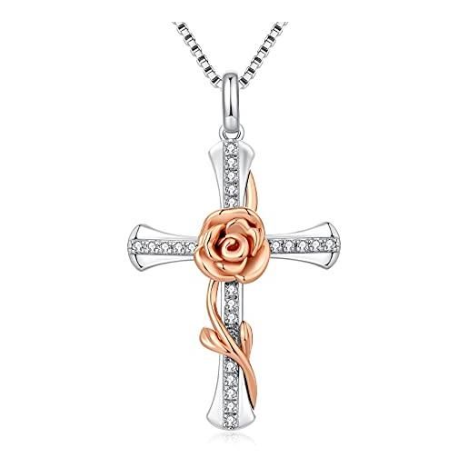 Tuscany Silver Collana da Donna in Argento Sterling Placcata Oro Rosa