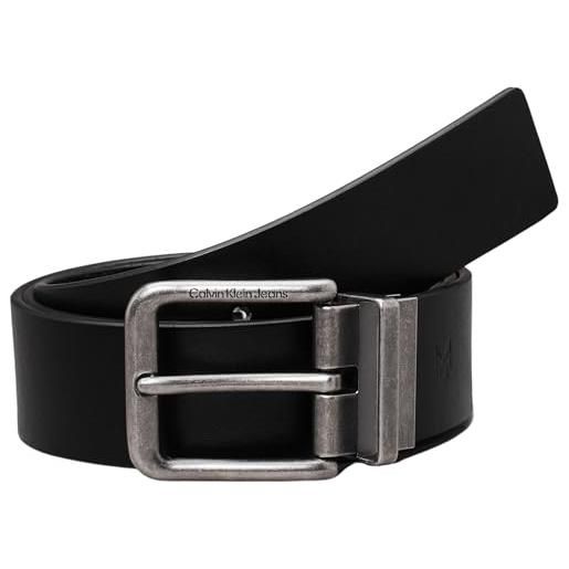 Calvin Klein uomo cintura classic casual belt in pelle, nero (black/allover print), 95 cm