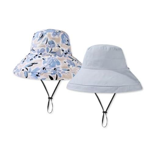 LumiSyne cappello da sole tesa larga da donna upf 50+ cappello da pescatore reversibile traspirante cotone cappello con sottogola staccabile floppy pieghevole cappello estivo per spiaggia viaggi