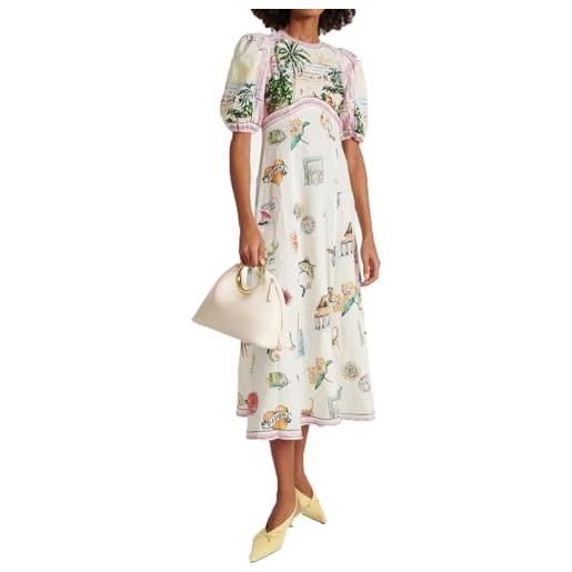 cffvdiz abiti estivi donna vita alta slim fit stampato bolla manica casual maxi dress, bianca, xxl