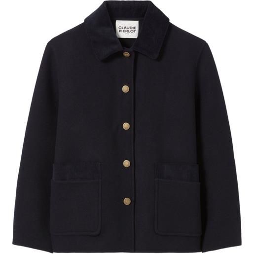 Claudie Pierlot cappotto sartoriale crop in lana - blu