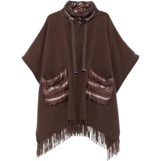 Herno poncho con frange - marrone
