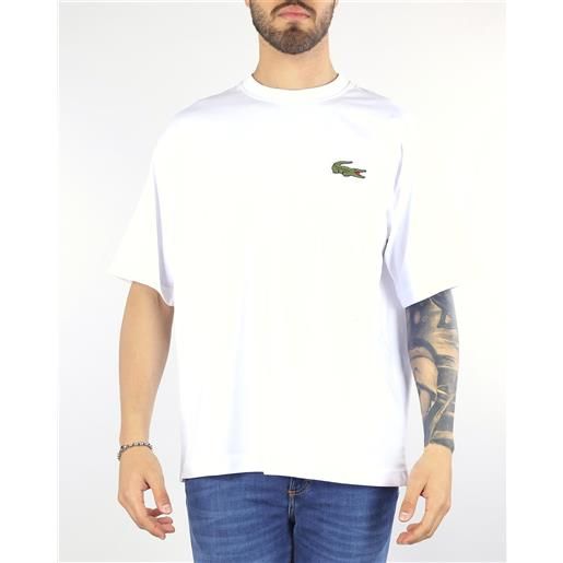 LACOSTE t-shirt bianco loose fit con maxi logo
