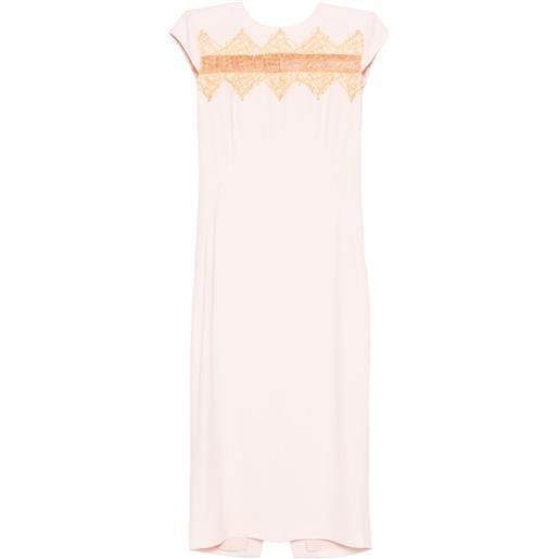 Alexander McQueen abito midi con inserti in pizzo - rosa