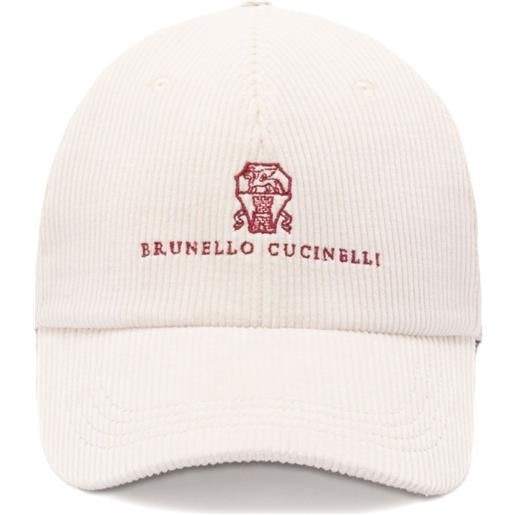 Brunello Cucinelli cappello da baseball a coste con ricamo - toni neutri