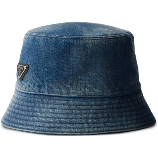 Prada cappello bucket denim con logo - blu