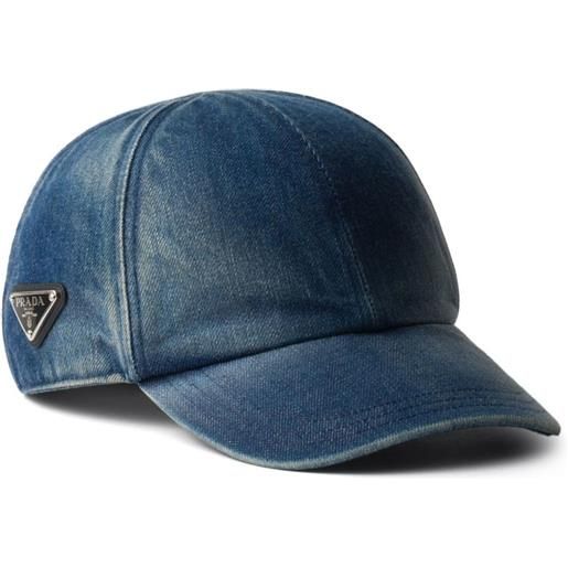 Prada cappello da baseball con logo a triangolo - blu