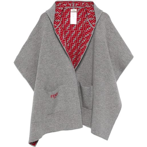 Fendi Kids mantella con cappuccio e motivo ff - grigio