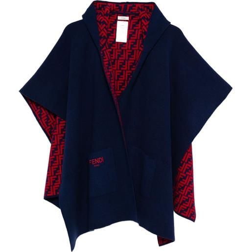 Fendi Kids mantella con cappuccio e motivo ff - blu