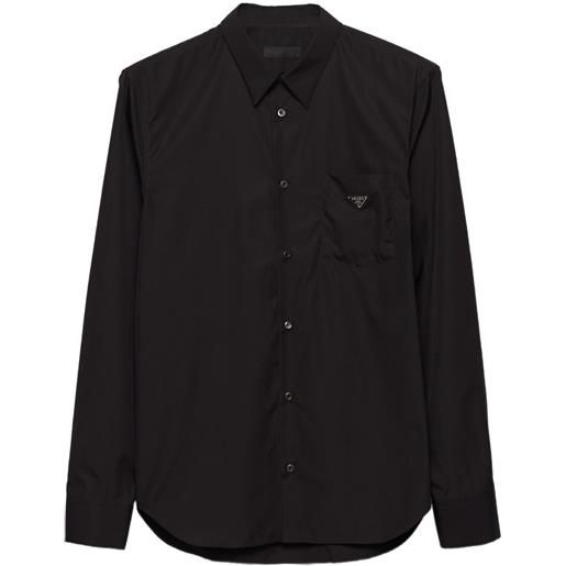 Prada camicia in cotone con tasca applicata - nero