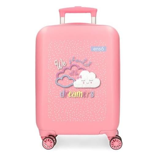 Enso dreamer - valigetta per bambini in abs, doppia ruota girevole multidirezionale, chiusura laterale a combinazione per viaggi sicuri, molteplici possibilità di utilizzo, colore: rosa. , rosa, 
