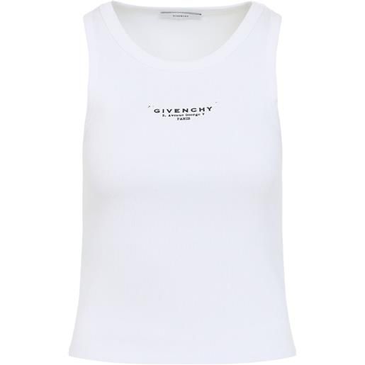Givenchy canotta aderente in cotone con stampa Givenchy stamp - bianco
