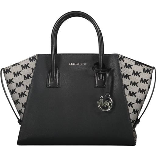 Michael Kors borsa tote avril in pelle con placca logo - nero