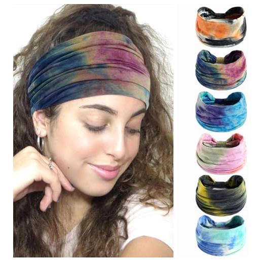 AIZIYIN fasce per capelli alla moda da donna, turbante con fiori, in cotone, ampie, per yoga, sport, fascia per la testa (p6ranse)
