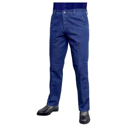 Ciabalù Jeans Uomo Invernali Eleganti Capri in Cotone Caldo Over Size Made in Italy Pantaloni Tasca America vestibilità Comoda (IT, Numero, 44, Regular, Regular, Blu
