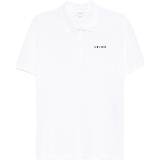Alexander McQueen polo con logo ricamato - bianco
