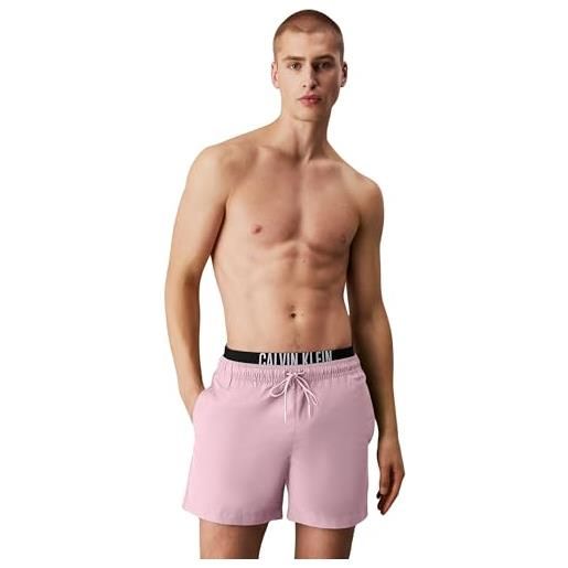Calvin Klein uomo pantaloncino da bagno medium double con fascia con logo, rosa (sweet pink), m