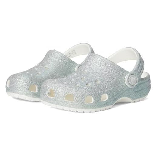 Crocs classic iridescent glitter cgt, zoccoli unisex - bambini e ragazzi, bianco, 23/24 eu