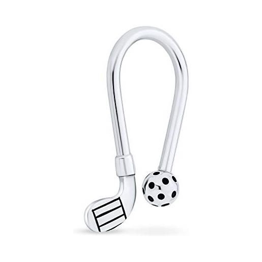 Bling Jewelry portachiavi uomo donna golfista sport palla da golf mazza u portachiavi golf punta a vite palla argento sterling ossidato