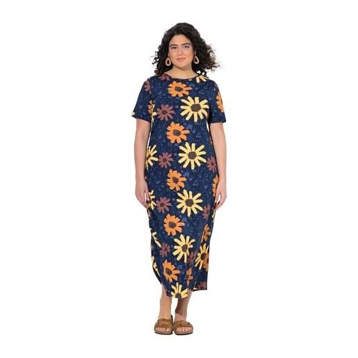 Ulla Popken gs1 data protected company 4069787000005 jersey maxi. Dress with sunflower print nan, blu marino, 48-50 donna