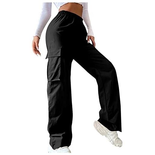 Odizli pantaloni cargo da donna a vita alta, per il tempo libero, per adolescenti, ragazze, streetwear, pantaloni cargo con tasche, verde oliva, xl