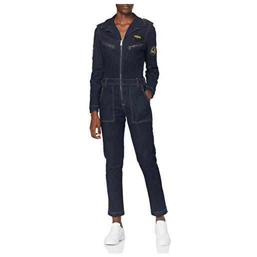 Schott nyc trjumpw, tuta donna, blu (denim raw), xs