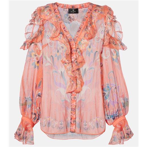 Etro blusa in seta con stampa e volant