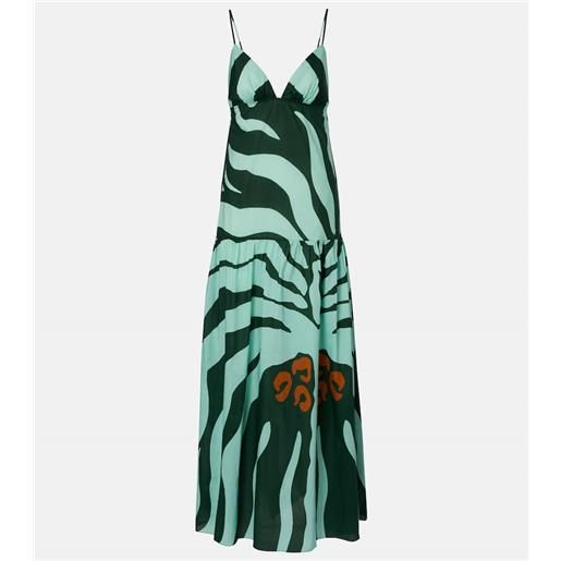 Johanna Ortiz abito lungo zea palm in popeline di cotone