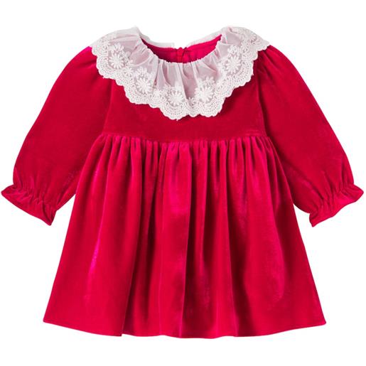 Patachou baby - abito in velluto di misto cotone con pizzo