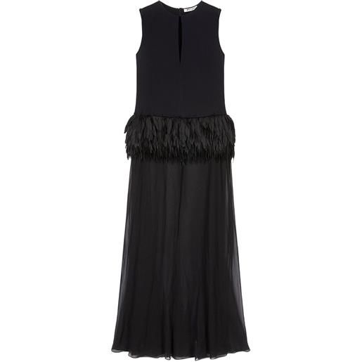 Ports 1961 abito lungo con piume - nero
